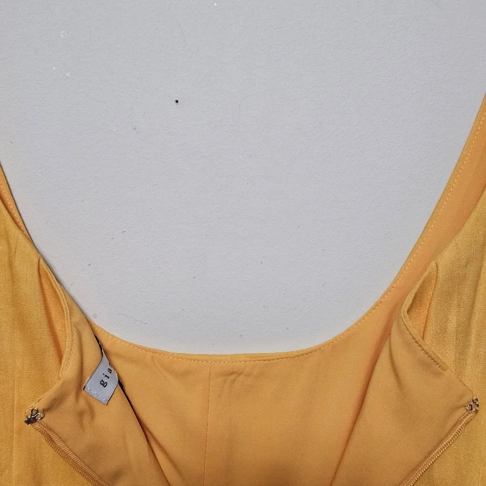 Gianni Bini Dress‎ Size 4 Yellow Linen Blend Mini Shift Sleeveless Lined 226-422